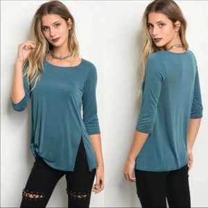 Teal jersey top